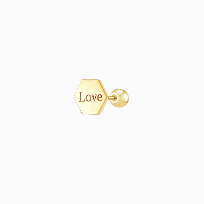14K LOVE 헥사 피어싱 (한쪽)