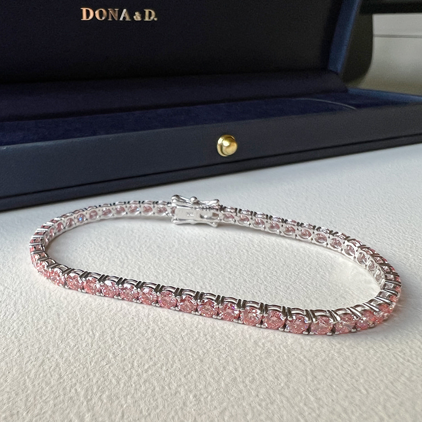 [ONLY ONE] 도나앤디 클래식 핑크 다이아몬드 테니스 브레이슬릿
